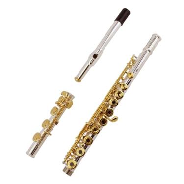 Imagem de Flauta de chave C de orifício aberto de 17 teclas, corpo banhado a prata de cobre branco, instrumento de flauta de chaves banhado a ouro com caixa de armazenamento