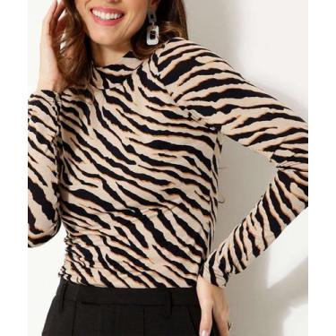 Imagem de Blusa Feminina Animal Print Gola Alta Manga Longa Mari-81434 - MARISA,