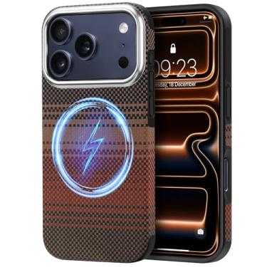 Imagem de TENDLIN Capa de fibra de aramida real compatível com iPhone 17 Pro [proteção militar contra quedas] [compatível com MagSafe] Design de texturas de fibra de carbono TPU híbrida, capa fina, vermelha