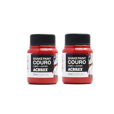 Imagem de Kit 2 Tintas Para Couro Acrilex Shake Paint 507 Vermelho Fogo 37ml Customização Para Tênis Sapatos Bolsas Jaquetas Acabamento Uniforme Durável Alta Aderência