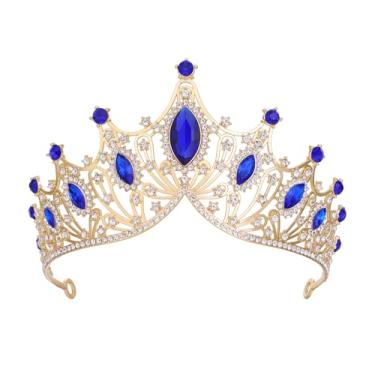 Imagem de Tiaras e coroas de cristal para mulheres - acessórios de cabelo de coroa de princesa para festa de casamento e aniversário - acessórios de strass de noiva (azul)