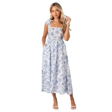 Imagem de Petal & Pup Vestido feminino Janie Midi, floral azul, Floral azul, XG