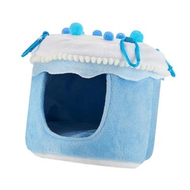 Imagem de Gralara para, cama aconchegante, abrigo espaçoso e à prova de intempéries, rede de lã macia para periquito e calopsita, Azul