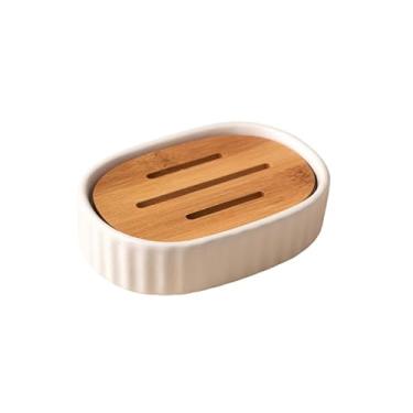 Imagem de Saboneteira em Cerâmica Canelado com Bambu Branco - Oikos