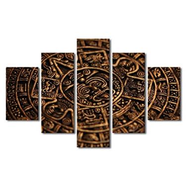 Imagem de Decoração de parede do México, imagens de calendário asteca para sala de estar, arte de parede emoldurada, impressões astecas para decoração de parede, impressão giclée, arte de galeria, arte moderna