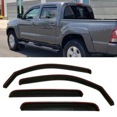 Imagem de Viseiras de chuva para janela fumê estilo canal, proteção de ventilação compatível com Toyota Tacoma Crew Cab 2005-2015