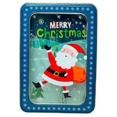 Imagem de Lata Decorativa Azul Merry Christmas em Alumínio 7,5x14x20,5cm DRM2061