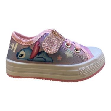 Imagem de Tenis Infantil Menina Disney Personagem Stitch Brilho Autocolante Calc
