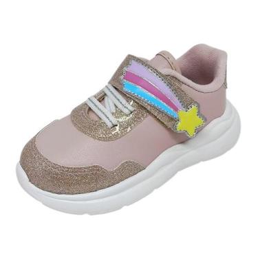 Imagem de Tenis Infantil Menina Confortavel Moda Casual Molekinha, Rosa, 24