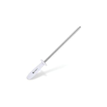 Imagem de Chaira para Faca 8 Polegadas, Aço Inox, Cabo Branco, 31cm, Profissional, 170g