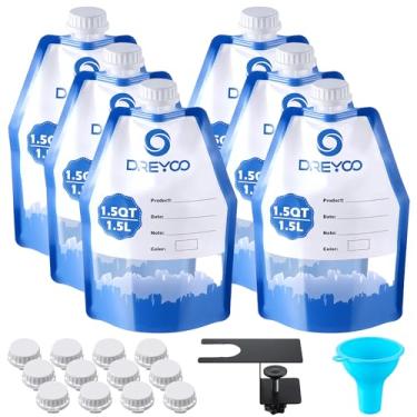 Imagem de Dreyoo Pacote com 6 sacos de armazenamento de tinta com funil e clipe de enchimento, sacos de armazenamento reutilizáveis de 1,5 L para sobras de tinta à base de água, recipientes herméticos