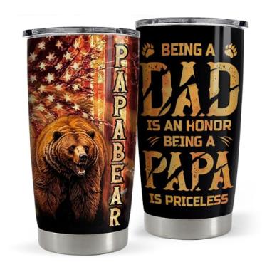 Imagem de Copo de papai 590 ml, copo de aço inoxidável, caneca de viagem com isolamento de papai urso presentes de filha filho presente para pais, papai, pai, aniversário, Natal, Dia dos Pais