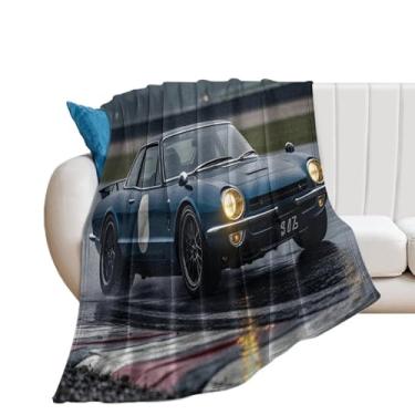 Imagem de HouLaiZhe Cobertor super macio de flanela retrô clássico carro vintage estático legal leve cobertor refrescante para sofá-cama cadeira sofá carro viagem ao ar livre leve quente 140 x 178 cm