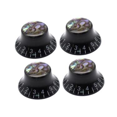 Imagem de menolana Conjunto de 4 Botões Giratórios Decorativos para Guitarra, Controle de Velocidade, Volume e Tom, Estilo Chapéu de, para Manutenção de Guitarra, Letras Pretas E Brancas
