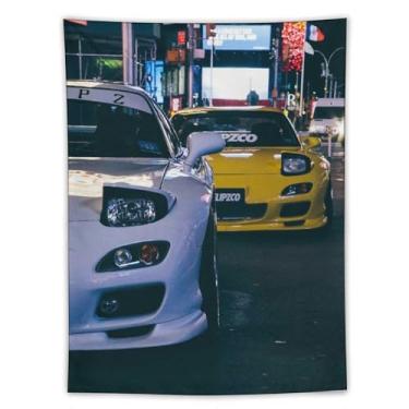 Imagem de HouLaiZhe Tapeçaria de carro Jdm Amarelo Rx7 Vs Branco Rx7 Estética Decoração de Parede Quarto Decoração de Casa Tapeçarias Estética Piquenique Decoração de Parede Arte de Parede para Dormitório Sala