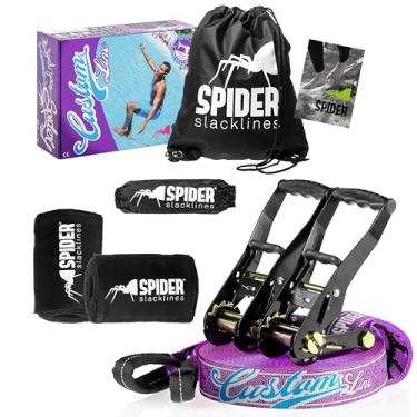 Imagem de Spider Slackline s - Kit Slackline personalizado para slackliners experientes ou pela primeira vez com equilíbrio - Conjunto completo de tiras de comprimento de 25 m com catracas 2X