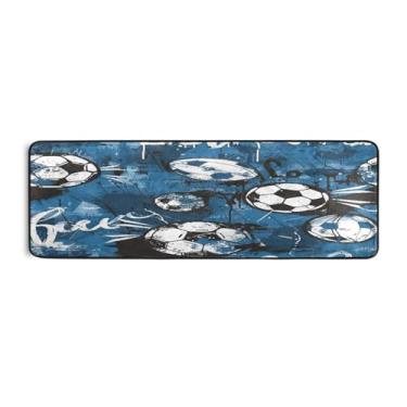 Imagem de Qilmy Tapete de futebol colorido 183 x 61 cm, antiderrapante, antifadiga, confortável, tapetes longos, para quarto, sala de estar, banheiro, corredores, entrywa514