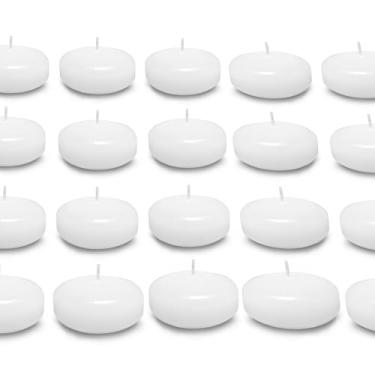 Imagem de OSHINE Pacote com 36 velas flutuantes: velas flutuantes brancas redondas sem cheiro de 5 cm para centros de mesa de casamento, festas, enchimentos de vasos e banheira
