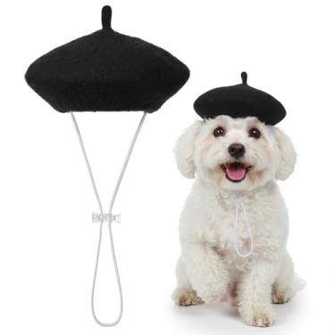 Imagem de Boina para cães e gatos, chapéu de artista engraçado para cães, chapéu fedora de artista de cogumelo francês, chapéu Fedora para animais de estimação, acessório de cabelo de Natal, adereços para fotos