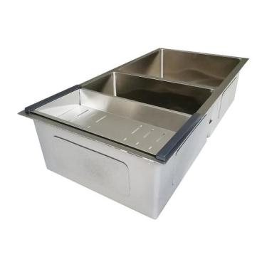 Imagem de Cuba Dupla Cozinha Embutir Ou Sobrepor Gourmet 86X44 - Prata - Reno