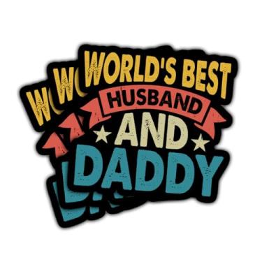 Imagem de 3 peças World's Best Husband and Daddy Sticker, decalque de vinil com citação de família para pai, marido, avô, homens, presente de dia dos pais, laptop, carro, caderno, Hydro Flask, scrapbook
