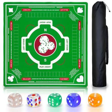 Imagem de CYAOOI 31.5" Green Mahjong Game Mat Set – Non-Slip, Noise-Reducing Felt Surface with Dice & Rule Sheet, Perfect for Mahjong, Poker, Dominoes & Card Games