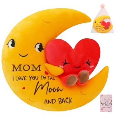 Imagem de NIUBEHOHO Moon Love Plush Mom's Gift - Adorable Heart Stuffed Animal with Sweet Card and Tulle Gift Bag Mom I Love You to The Moon and Back Thanksgiving Day Mother's Day for Women Wife 11 Inch
