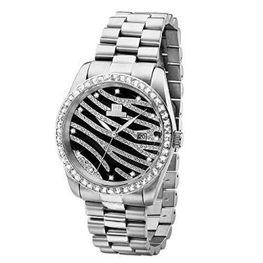 Imagem de Relógio Feminino Ana Hickmann Prata Social Cristais AH28204T Colar e Brincos