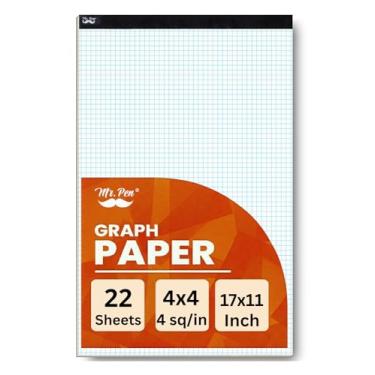 Imagem de Mr. Pen - Bloco de papel quadriculado 43 x 28 cm, 4 x 10 cm, 4 quadrados por polegada, bloco de papel quadriculado grande, papel gráfico quadrado, 43 x 28 polegadas, 22 folhas, branco