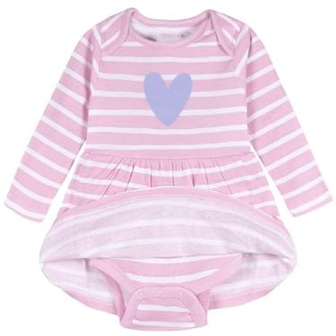 Imagem de Onesies Brand Vestido body de manga comprida para bebês meninas, Coração roxo, 3-6 Meses