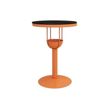 Imagem de Mesa de bar Mesa de bar ferro com laje rocha laranja, varanda, lazer, redonda, mesa alta para pub, loja chá leite, cafeteria(Pequeno)
