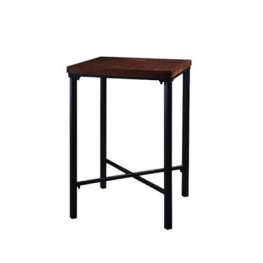 Imagem de Mesa de bar Mesa de bar quadrada madeira com estrutura metal, mesa estreita e alta para cozinha sala jantar