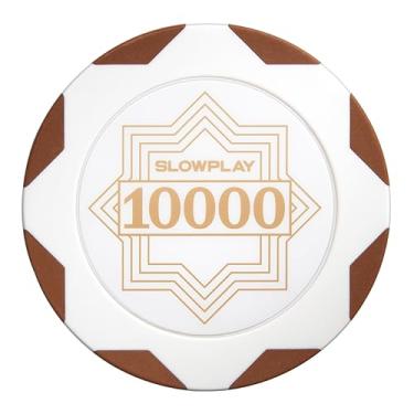 Imagem de SLOWPLAY Nash Clay Poker Chips White Gold Edition, composto de argila pesada de 14 gramas, fichas grandes de 40 mm a granel, pacote com 50 com denominação de 10.000