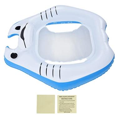 Imagem de LiebeWH Linda Linda Cadeira de Piscina Inflável de PVC Flutuador de Piscina Inflável de PVC para Adultos, Espreguiçadeira Multifuncional, Sela Esportiva Com Design Em Forma de Mobula, Dobrável 101 X