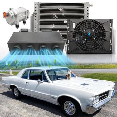 Imagem de Ar condicionado sob o painel de 12 V 12000 BTU, sistema universal CC 12 volts A/C, unidade elétrica de 12 V, refrigeração rápida, baixo ruído para carros clássicos, automotivos, caminhonete, UTV