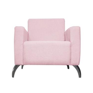 Imagem de Poltrona Decorativa Leticia Slim Pés Alumínio Suede Rosa Bebê - DS Est