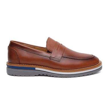 Imagem de Mocassim Masculino Loafer em Couro com Design Refinado e Solado Bicolor Antiderrapante