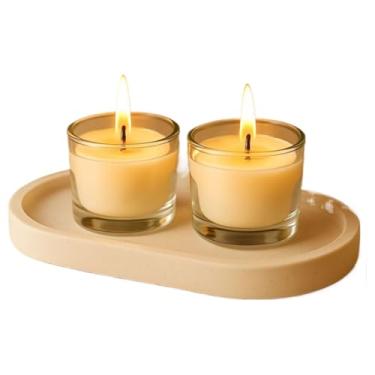 Imagem de Conjunto Decorativo: Vaso De Gesso + Bandeja + Vela Perfumada — Um Conjunto Decorativo Para LembrançAs, Aparadores E DecoraçãO De Interiores.(2 POTES DE VIDRO E VELA)