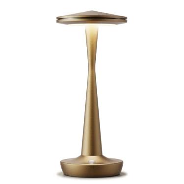 Imagem de SAKRINGT Candeeiro de mesa recarregável sem fio, luz de mesa LED operada por bateria de 72 horas, lâmpada portátil de toque regulável para restaurante, pátio, jantar, acampamento ao ar livre