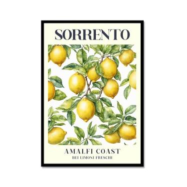 Imagem de Sorrento Lemon Amalfi Coastbei Limoni Freschi pintura em tela impressão de frutas cozinha moderna pôsteres fotos sala de jantar casa bar café decoração (SKU2,16x24") (40x60 cm), moldura de metal preto