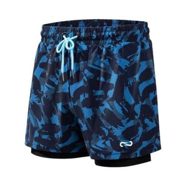 Imagem de Shorts De Praia Masculinos 2 Em 1 De Secagem Rápida COPOZZ Compressão 