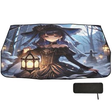 Imagem de Toldo de carro estilo gótico para-brisa frontal proteção de isolamento térmico proteção solar para janela de carro 147 x 75 cm guarda-chuva de sombra de carro