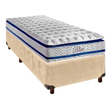 Imagem de Cama Box Perola Solteiro + Colchão Molas Ensacadas Blue Paropas