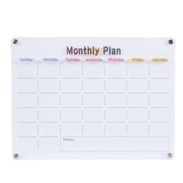 Imagem de Hyuduo Quadro de Apagamento a Seco de Acrílico, Calendário de Planejador Mensal Semanal Magnético para Geladeira Com Filme Nano Revestido, Superfície de Escrita Transparente para