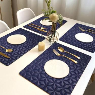 Imagem de 12 Jogo Americano Geo Alto Padrão Impermeável Az Pvc - Idealiza