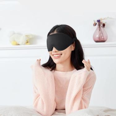 Imagem de 1 máscara de dormir contornada 3D para mulheres e homens, máscara ocular eficaz com bloqueio de luz para dormir macia para noite com alça ajustável (preto)
