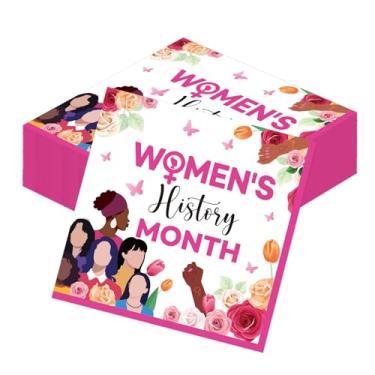 Imagem de Deorfuy Decorações do mês da história feminina, 50 peças de guardanapos de papel descartáveis do mês da história feminina, decoração de guardanapo rosa do dia internacional da mulher, suprimentos de