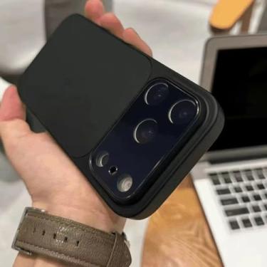 Imagem de HTVJFXCapa de luxo magnética fosca à prova de choque para iPhone 15, cores primárias, com carregamento sem fio (para iPhone 15/preta)