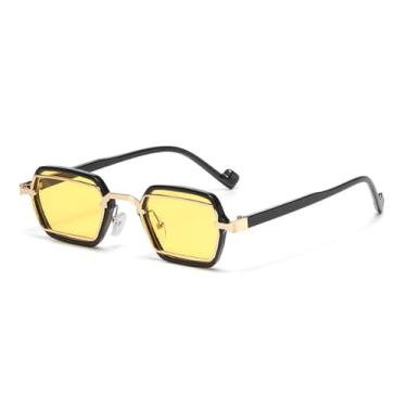 Imagem de Óculos de Sol UV400 - Armação Pequena Estilo Punk com Lentes Transparentes para Homens e Mulheres, Ideais para Esportes ao Ar Livre, Corrida e Ciclismo, C3 Preto, Dourado e Amarelo