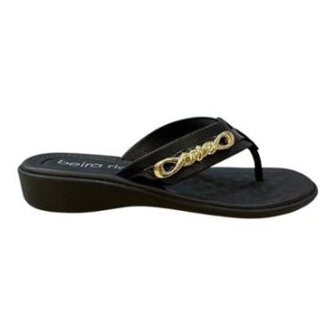 Imagem de Chinelo Tamanco Feminino Beira Rio Casual Conforto Dedo Metalizado 8527.103 Preto-Feminino